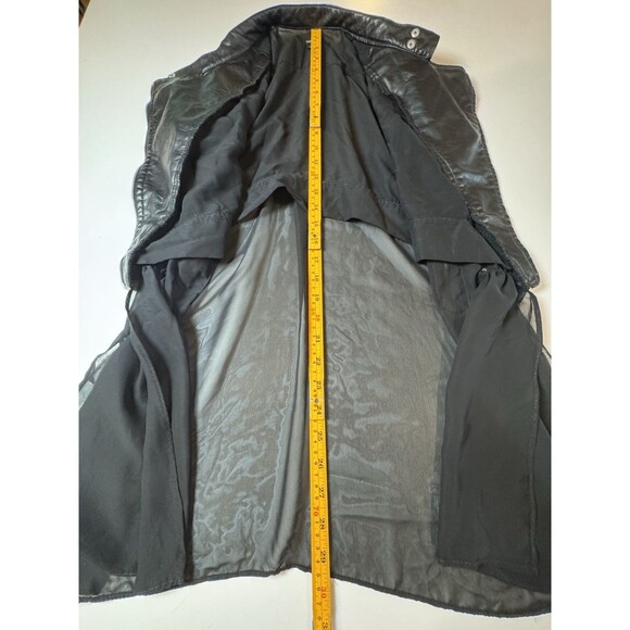 Paper Tee Women’s Faux Leather Moto Vest Long Sheer Back Layered Look Size Large - Picture 5 of 8